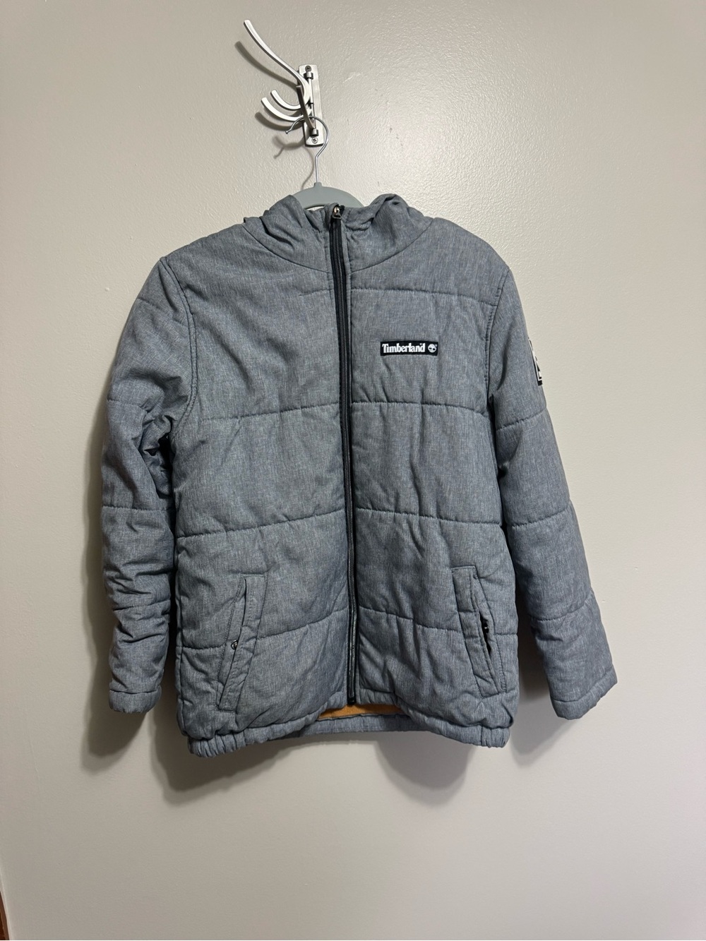 Timberland Kids Heather Gray Quilted Hooded Puffer Jacket